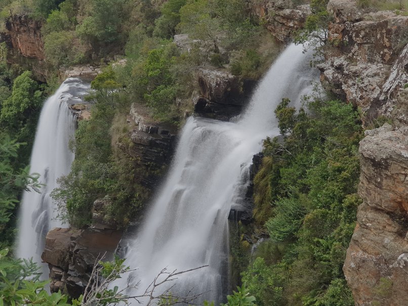 A composite photo of the Lisbon Falls with the water smoothed out as if a long exposure shot of flowing water